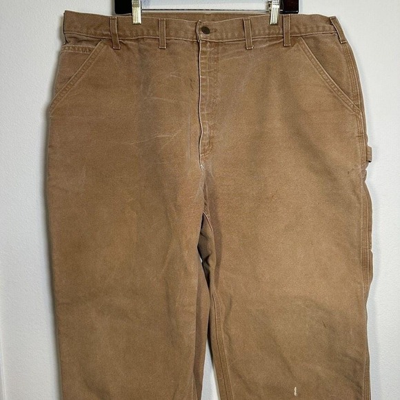 Carhartt Carpenter Pants Mens 44x30 Brown Vintage B11 BRN Duck Canvas Made USA - Picture 3 of 6